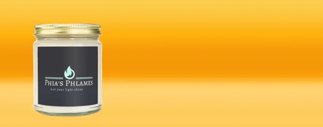Picture of finished candle yellow background